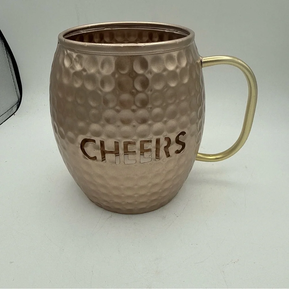Pink Zebra hammered Copper Cheers cutout Mug Accent warmer Shade W/ Handle